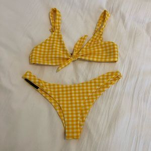 Blackbough Yellow Plaid Bikini Small